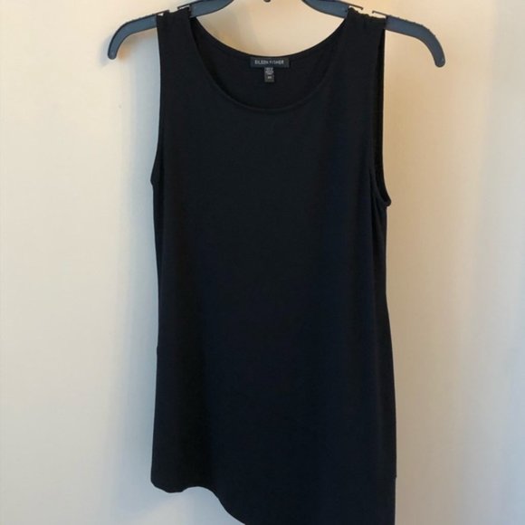 Eileen Fisher black asymmetrical tunic - Picture 3 of 15